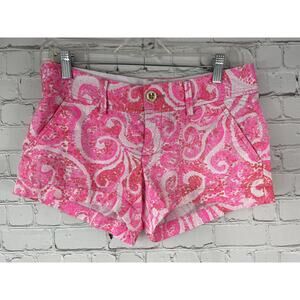 Lilly Pulitzer Size 0 The Walsh Pink Pout Paisley Print 3″ Shorts Women